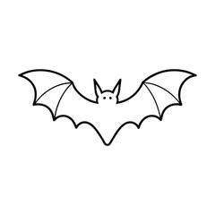 outline illustration flying bat with spread wings
