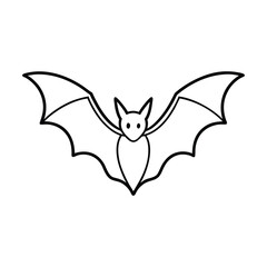 outline illustration flying bat with spread wings