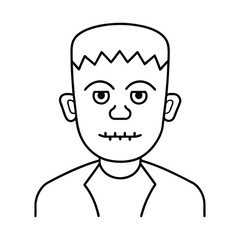  outline illustration friendly zombie head cartoon