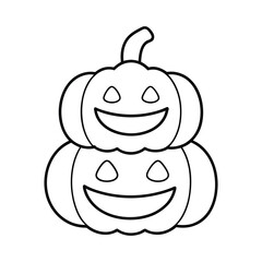 outline illustration grinning pumpkin stack