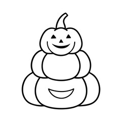 outline illustration grinning pumpkin stack
