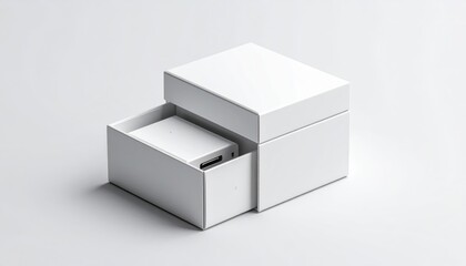 Minimalist White Box with Hidden Technology and USB Port Detail