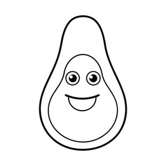  outline illustration happy avocado cartoon