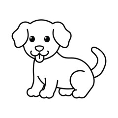 outline illustration happy puppy with bone cartoon 