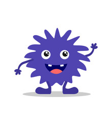 Purple cute monster isolated on white background