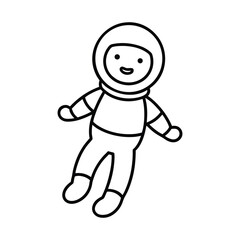 outline illustration little astronaut floating 