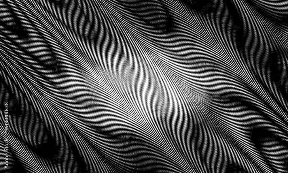 Poster this abstract black and white pattern features wavy lines and gradients, creating a dynamic aestheti
