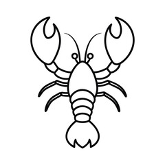  outline illustration lobster with claws cartoon
