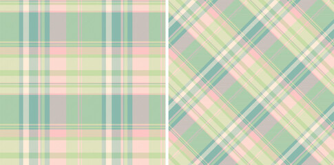 Fabric vector background of tartan check textile with a pattern plaid texture seamless. Set in favorite colors for custom geometry in multicolored fashion.