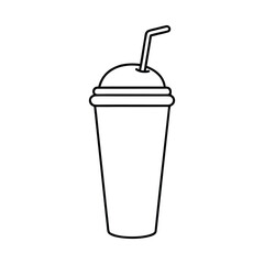 outline illustration milkshake with straw