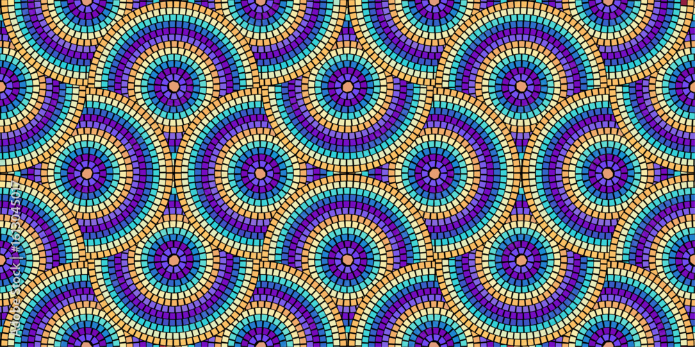 Poster seamless pattern with mosaic tiles, editable template. ancient mosaic ceramic tile pattern. vector i