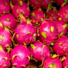 Close up of red dragon fruit in the market