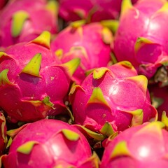 Close up of red dragon fruit in the market