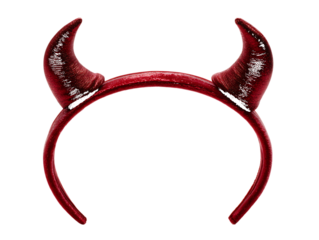 Red Devil Horns Headband with Glittery Texture isolated on a transparent background costume accessory