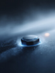 Sleek, futuristic button with a glowing aura. Evokes innovation, technology, potential. Ideal for UIUX design, science, energy, and technology concepts.