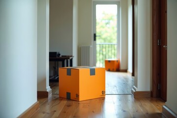 Vivid Box: A Creative Photo Series Follows a Colorful Packing Box on its Journey Through Various Rooms in a House, Illustrating the Moving and Delivery Process