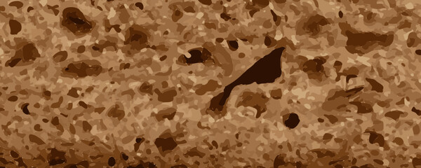 Bread slice macro texture, baked dough pattern. Brown bread loaf cut close up, wheat toast slice