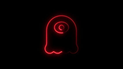 Glowing red ghost silhouette on black background for halloween or spooky themes