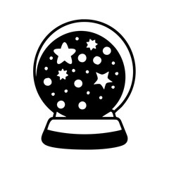 Snow globe with stars and abstract snowfall-Snow globe with stars and abstract snowfall