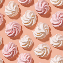Seamless pink and white meringue pattern