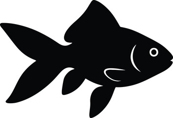 Silhouette cute goldfish black and white aquarium pet vector illustrator