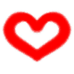 red heart shape isolated painted by airbrush, heart shape doodle