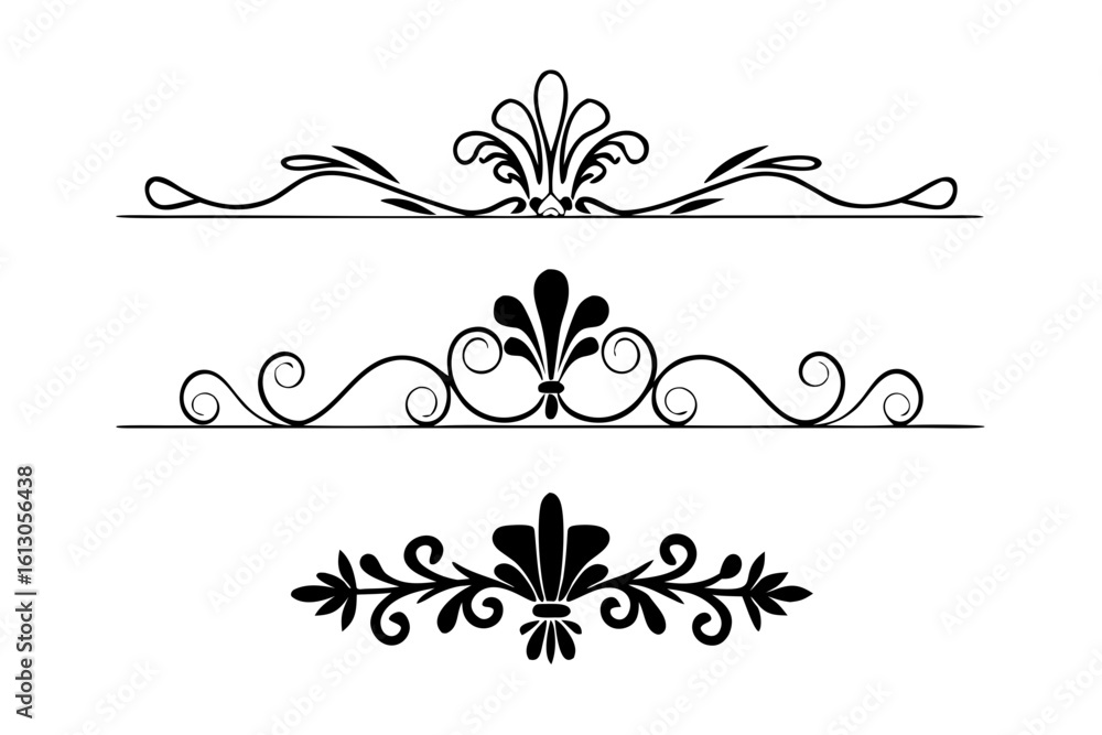 Poster scrollwork design element in elegant black style