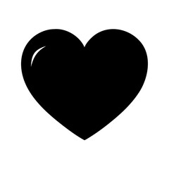 Black Heart Silhouette with Glossy Highlight-Simple black heart silhouette featuring a subtle glossy shine, perfect for romantic, emotional, or minimalist graphic design themes.