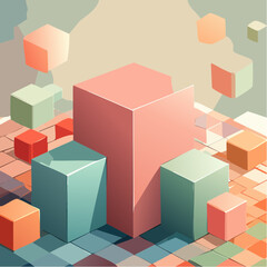 Obraz premium layered cubes and shadows, deep perspective, soft glow