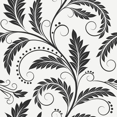 Obraz premium Black and white floral vine vector for graphic design