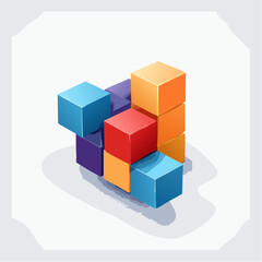 layered cubes and shadows, deep perspective, soft glow