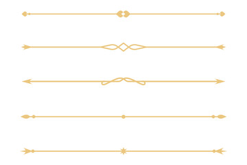 Set of Vintage decorative golden lines. text dividers. Gold line border. Lines separators, Borders, Vintage dividers, Underline elements. Vector illustration