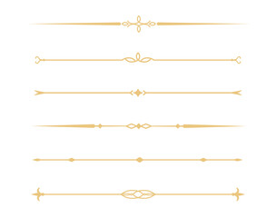 Set of Vintage decorative golden lines. text dividers. Gold line border. Lines separators, Borders, Vintage dividers, Underline elements. Vector illustration