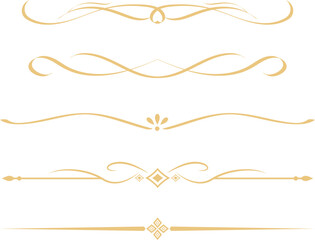 Set of Vintage decorative golden lines. text dividers. Gold line border. Lines separators, Borders, Vintage dividers, Underline elements. Vector illustration © Alano Design