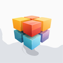 Obraz premium layered cubes and shadows, deep perspective, soft glow