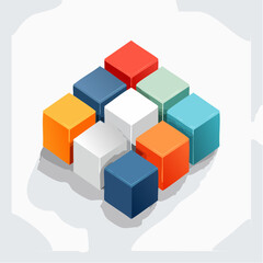 Obraz premium layered cubes and shadows, deep perspective, soft glow