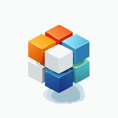 Obraz premium layered cubes and shadows, deep perspective, soft glow