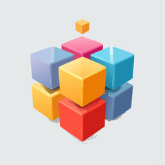 Obraz premium layered cubes and shadows, deep perspective, soft glow