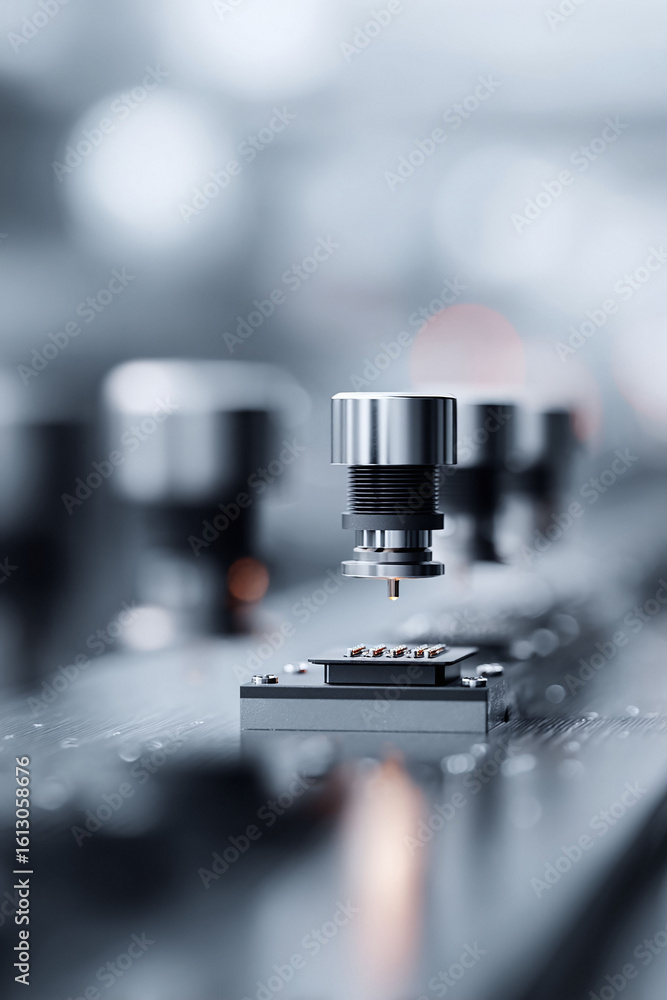 Poster precision meets technology. industrial automation concept. modern machinery assembling components. h