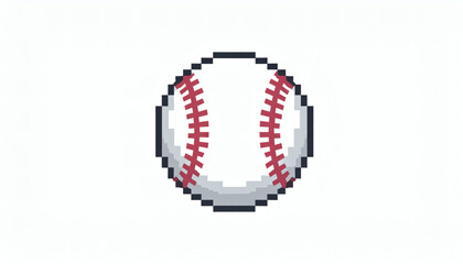 8-bit retro pixel style baseball isolated on white background vintage sports pixel art classic gaming inspired design illustration