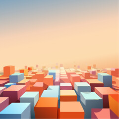 Obraz premium layered cubes and shadows, deep perspective, soft glow