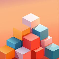 Obraz premium layered cubes and shadows, deep perspective, soft glow