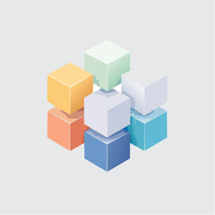 layered cubes and shadows, deep perspective, soft glow