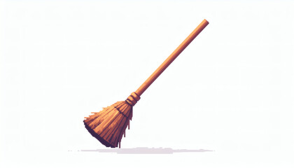8-bit retro pixel style mop isolated on white background vintage cleaning tool pixel art classic gaming inspired design illustration