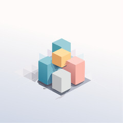 Fototapeta premium layered cubes and shadows, deep perspective, soft glow