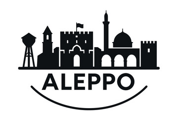 Fototapeta premium Aleppo city skyline with iconic buildings and landmarks