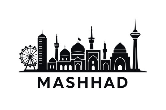 Mashhad city skyline with iconic buildings and landmarks