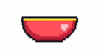 8-bit retro style dark bowl isolated on white background pixel art vintage gaming inspired kitchenware design illustration