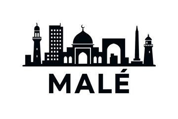 Mal&eacute; city skyline with iconic buildings and landmarks