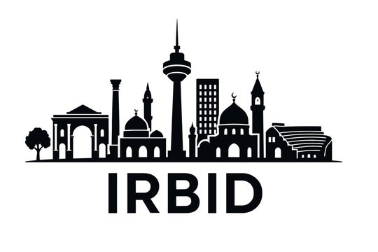 Irbid city skyline with iconic buildings and landmarks